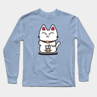 Boba Cat with Milk Tea Long Sleeve T-Shirt